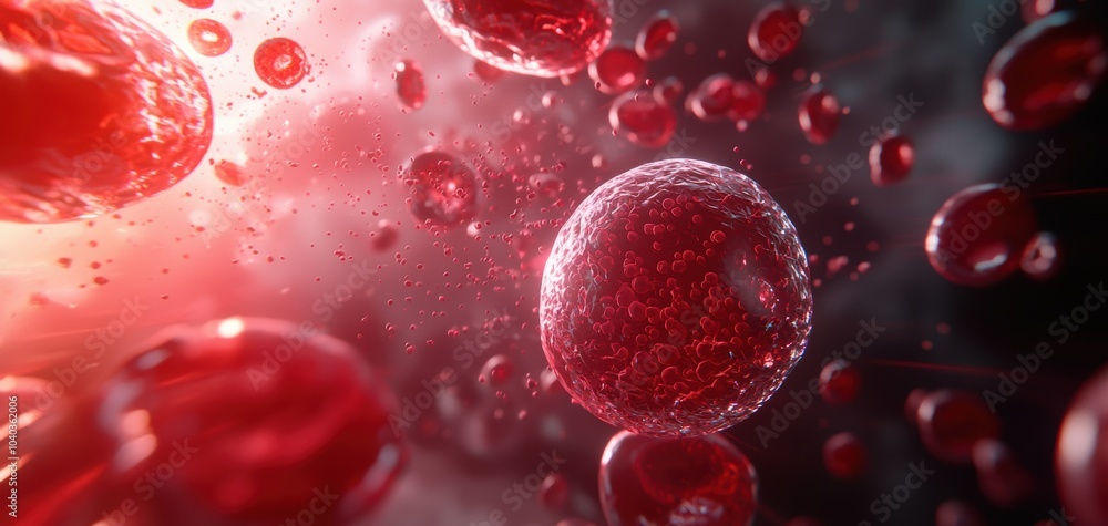 Illustration of blood cells carrying oxygen, showing their movement ...