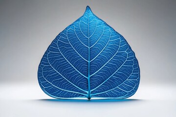 Aufkleber - Single cerulean leaf against a plain, light background, capturing the beauty of nature in a simple, elegant form