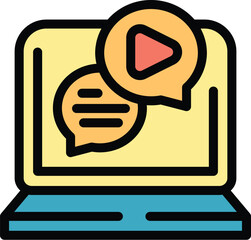 Wall Mural - this color icon represents the concept of video conferencing, online communication, and remote work