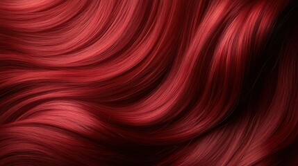 This vivid close-up showcases the intricate patterns and rich texture of vibrant red hair, revealing its depth and sheen as it's styled in flowing waves.