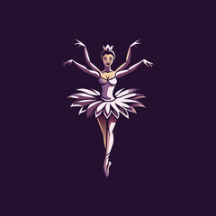 Wall Mural - Ballerina dancer icon in flat style