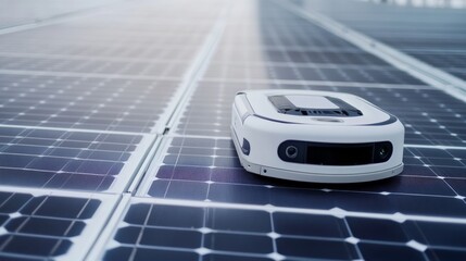Leinwandbilder - An advanced robotic system conducting automated inspection of solar panels in a clean renewable energy facility, modern and eco-friendly environment with a focus on sustainable technology