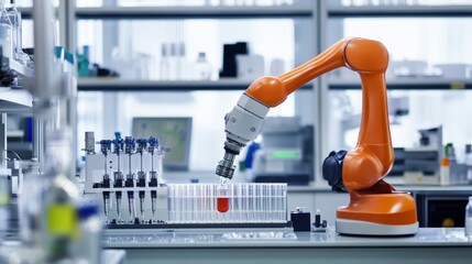 Leinwandbilder - An advanced robotic system performing detailed environmental analysis in a high-tech lab, clean and innovative environment with a focus on environmental science, Environmental style
