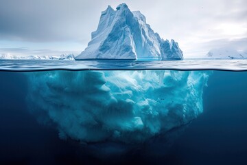 Sticker - Iceberg With Above And Underwater iceberg underwater outdoors.