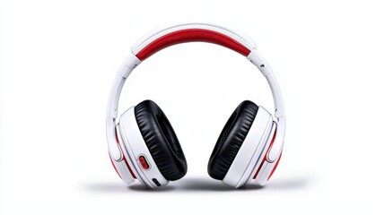 Wall Mural - a photostock images of white headphones on a clean white background, isolated on white background, h