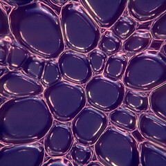 Fototapete - Abstract digital background with shimmering purple bubbles. Illustration of intricate details and mesmerizing patterns of purple liquid. 3d rendering
