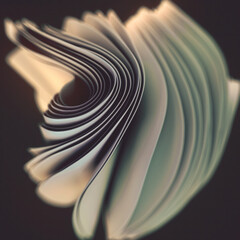 Leinwandbilder - Dynamic waves of white fabric stripes with depth of field in an abstract pattern. Composition creates a sense of spatial depth and movement. 3d rendering digital illustration