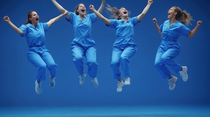 Energetic Nurses Celebrating Team Success