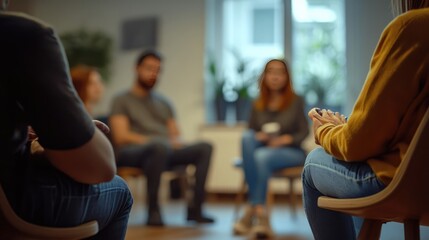 Group Therapy Session with Young People Discussing Their Lives