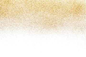 Wall Mural - Shiny golden glitter isolated on white, top view