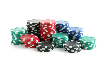 Sticker - Poker game. Casino chips isolated on white