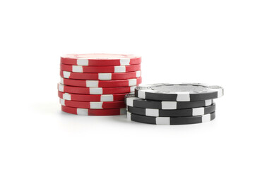 Canvas Print - Poker game. Casino chips isolated on white