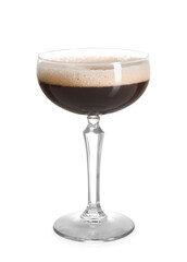 Sticker - One glass of delicious espresso martini on white background