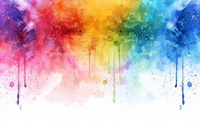 Abstract watercolor background with vibrant rainbow splash on a white canvas, ideal for banners, web posters, flyers, magazine covers, or business presentations in a visually captivating vector design