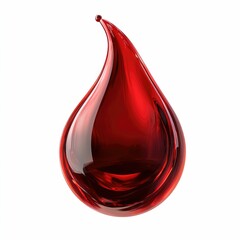 Drop of blood floating in the air on white isolated background