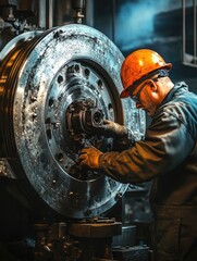 Wall Mural - Construction worker on machinery