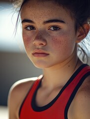 Poster - Close-up of young girl with freckles