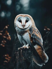 Wall Mural - Barn Owl on Wooden Post