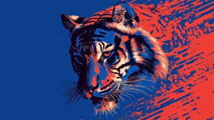 Tiger Portrait with Abstract Background