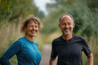 © Andrii  - Smiling Duo Jogging Along a Scenic Nature Path