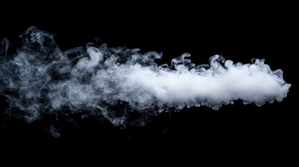 A close-up of a white smoke puff with intricate patterns, isolated on a black background
