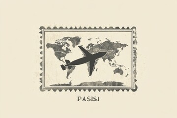 Aufkleber - The design features a passport stamp silhouette overlaying a subtle world map, symbolizing global travel and exploration. Generative AI