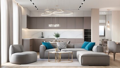 Modern apartment design with comfortable furniture details showcasing lifestyle