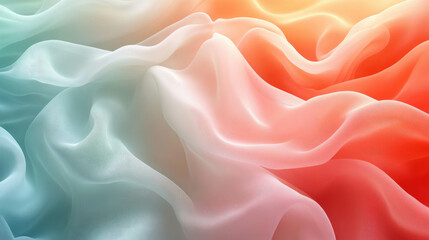 Wall Mural - Abstract Gradient Fabric Texture: Ethereal Waves in Pastel and Warm Hues