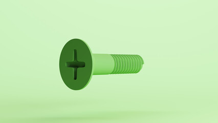 Wall Mural - Green bionic hardware bolt screw shape component technology design element neutral monochrome pale light mint tones pastel green background 3d illustration render