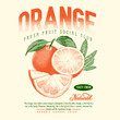 © sumonsharif - orange fruit print design. summer tropical food fashion. retro vintage fashion. orange slogan typography text. natural tasty fresh fruit print design. food fashion t shirt artwork