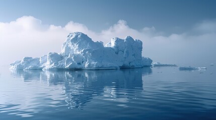 A blue iceberg drifting in the ocean