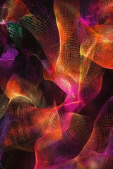 Wall Mural - abstract grid with organic, flowing shapes and vibrant highlights