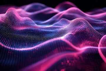 Wall Mural - abstract mesh-like grid with flowing lines and neon accents