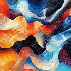 Wall Mural - abstract wave-like patterns with smooth transitions and bold color contrasts