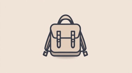 Fototapete - This simple yet elegant backpack icon symbolizes the spirit of adventure and the excitement of exploring new destinations. Generative AI