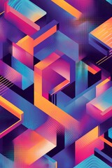 Wall Mural - bright geometric patterns with layered gradients, giving a 3d effect