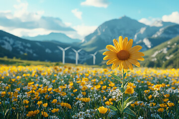 A wind farm thriving in the face of traditional fuel scarcity, symbolizing the resilience of renewable energy. Concept of wind energy.