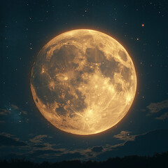 Wall Mural - Impressive Full Moon Night: Clear Lunar Details Captured in a Breathtaking Celestial Display