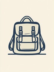 Fototapete - This design features a sleek backpack icon, perfect for representing adventure and exploration in diverse environments. Generative AI