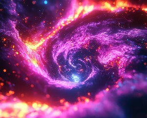 Wall Mural - chaotic swirling lines with glowing neon edges and dynamic color shifts