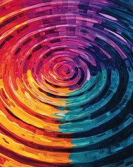Wall Mural - circular ripple patterns in bold colors creating a sense depth