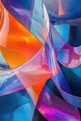 Wall Mural - curved, fluid shapes with vibrant color transitions, giving a sense motion