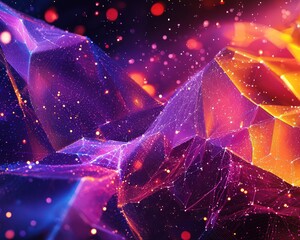 Canvas Print - Dynamic abstract background with polygonal structures and vibrant hues