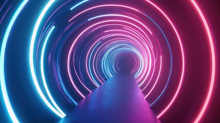 Wall Mural - dynamic circular forms with glowing neon lights and smooth transitions