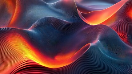 Wall Mural - dynamic curved lines in gradient hues with metallic textures
