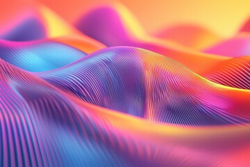 Wall Mural - dynamic gradient curves forming abstract wave patterns in bright neon hues