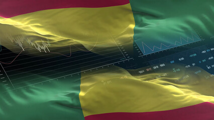 Benin flag - Waving flag on report analytics data statement