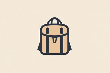 Aufkleber - This illustration showcases a clean backpack icon designed with smooth lines, perfect for representing outdoor adventures and travel. Generative AI