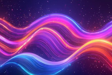 Wall Mural - flowing gradient lines with soft transitions and glowing neon highlights