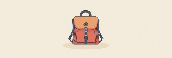 Fototapete - The backpack icon features a clean, modern design showcasing vibrant colors, representing a journey filled with adventure and exploration. Generative AI
